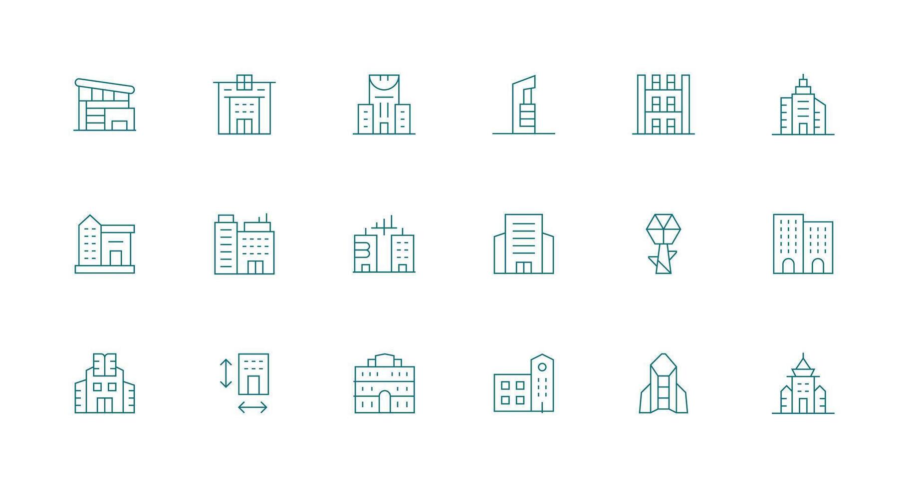 Minimal Line Icons from Skyscraper Set with 18 Vectors Customizable Icon Series for Mobile Screens