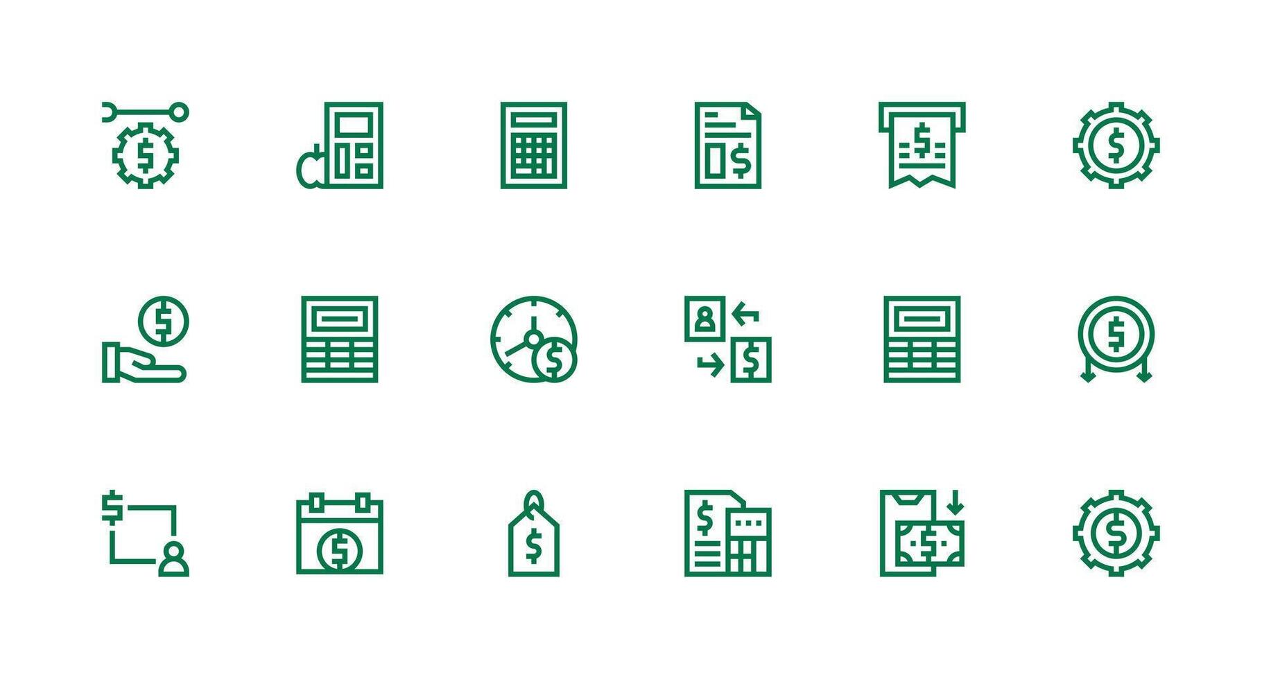 18 Strong Stroke Line Icons for Expense Graphics Multi-Style Icons for Creative Projects vector