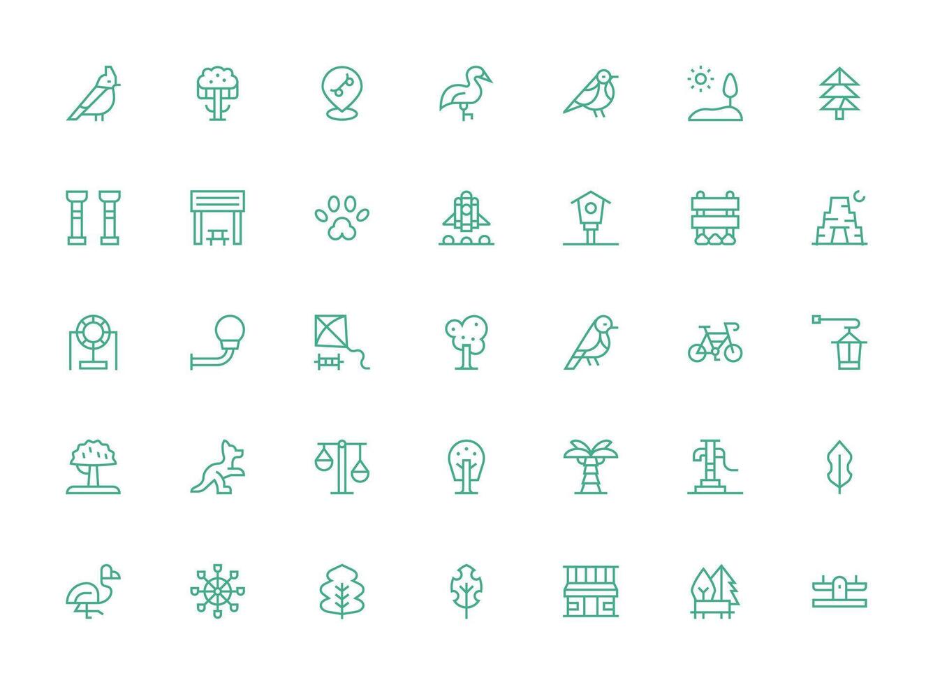 Park Icon Collection with 35 Regular Clean Line Designs Minimal Icon Set for Interface Projects vector
