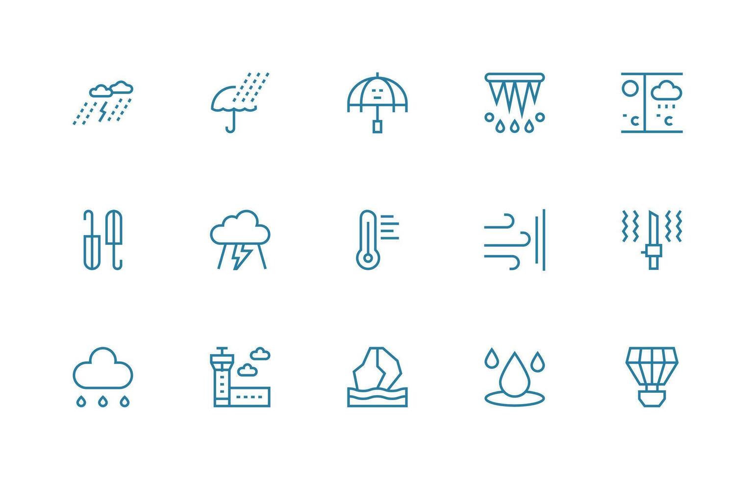15 Regular Line Vectors for Weather Theme Customizable Icon Series for Mobile Screens