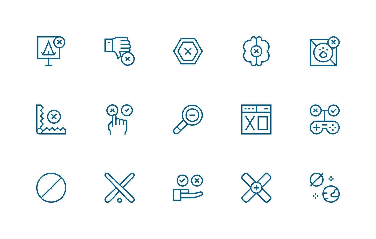Deny Set with 15 Regular Line Icons Light Icon Series vector