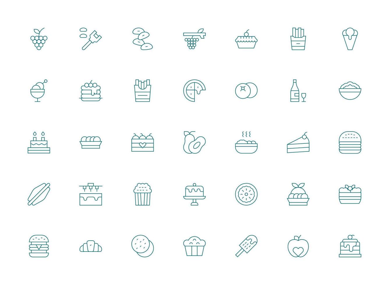 Light Line Style Delicious Icons with 35 Vectors Full Icon Library for UI Designers