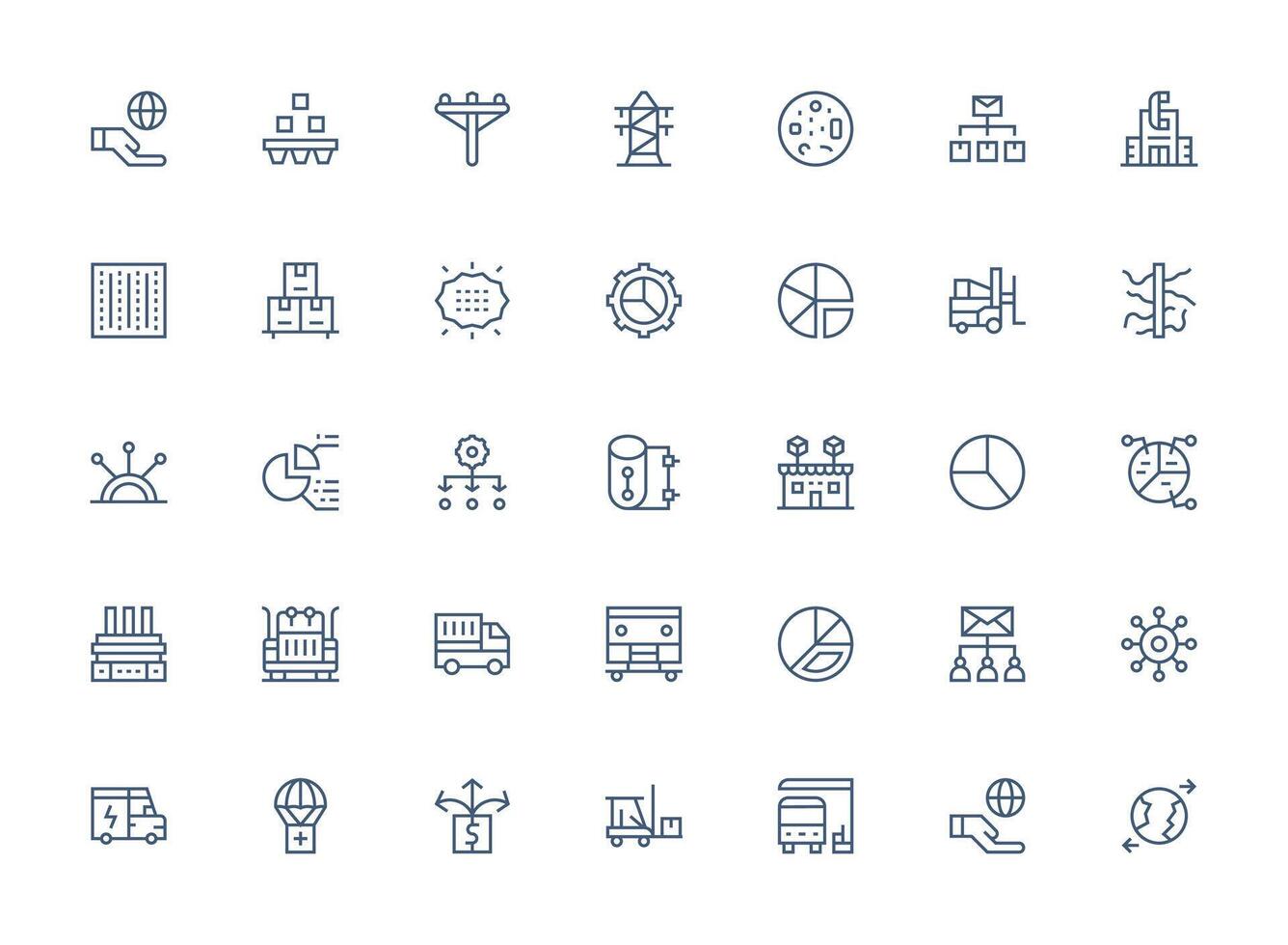 Distribution Set with 35 Regular Clean Line Icons Scalable Icon Pack vector