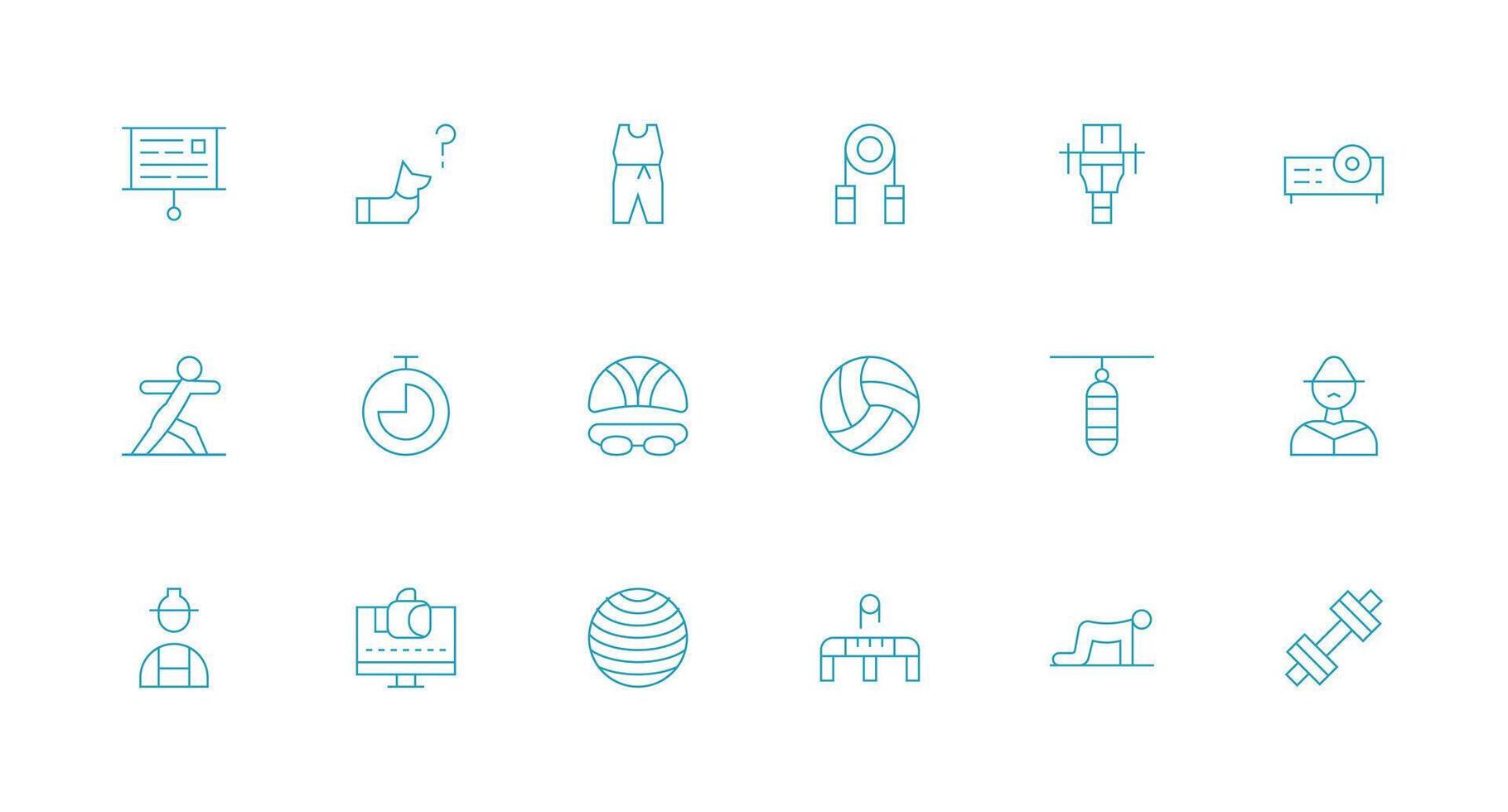 Training featuring 18 Icons in Minimal Line Design Balanced Icon Set for Functional Design vector