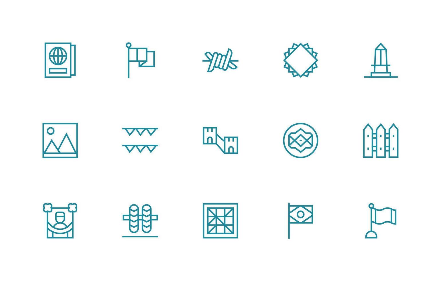 15 Icons for Border in Regular Line Format Line Icon Collection vector