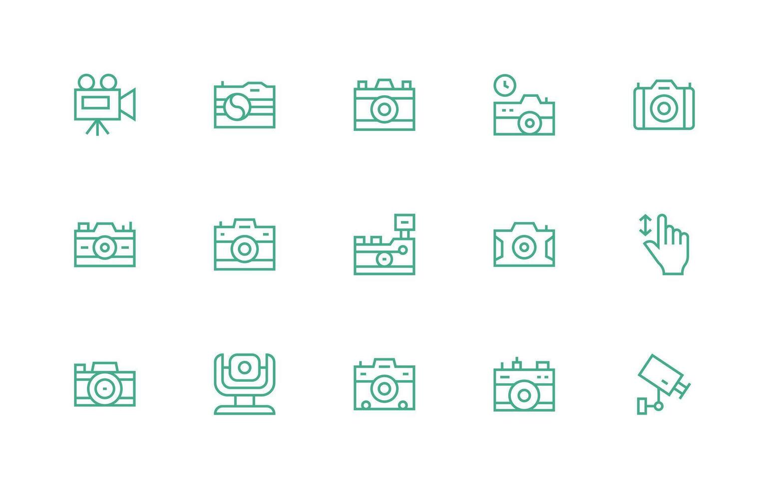 15 Icons for Digital Camera in Regular Line Format Creative Icon Set vector