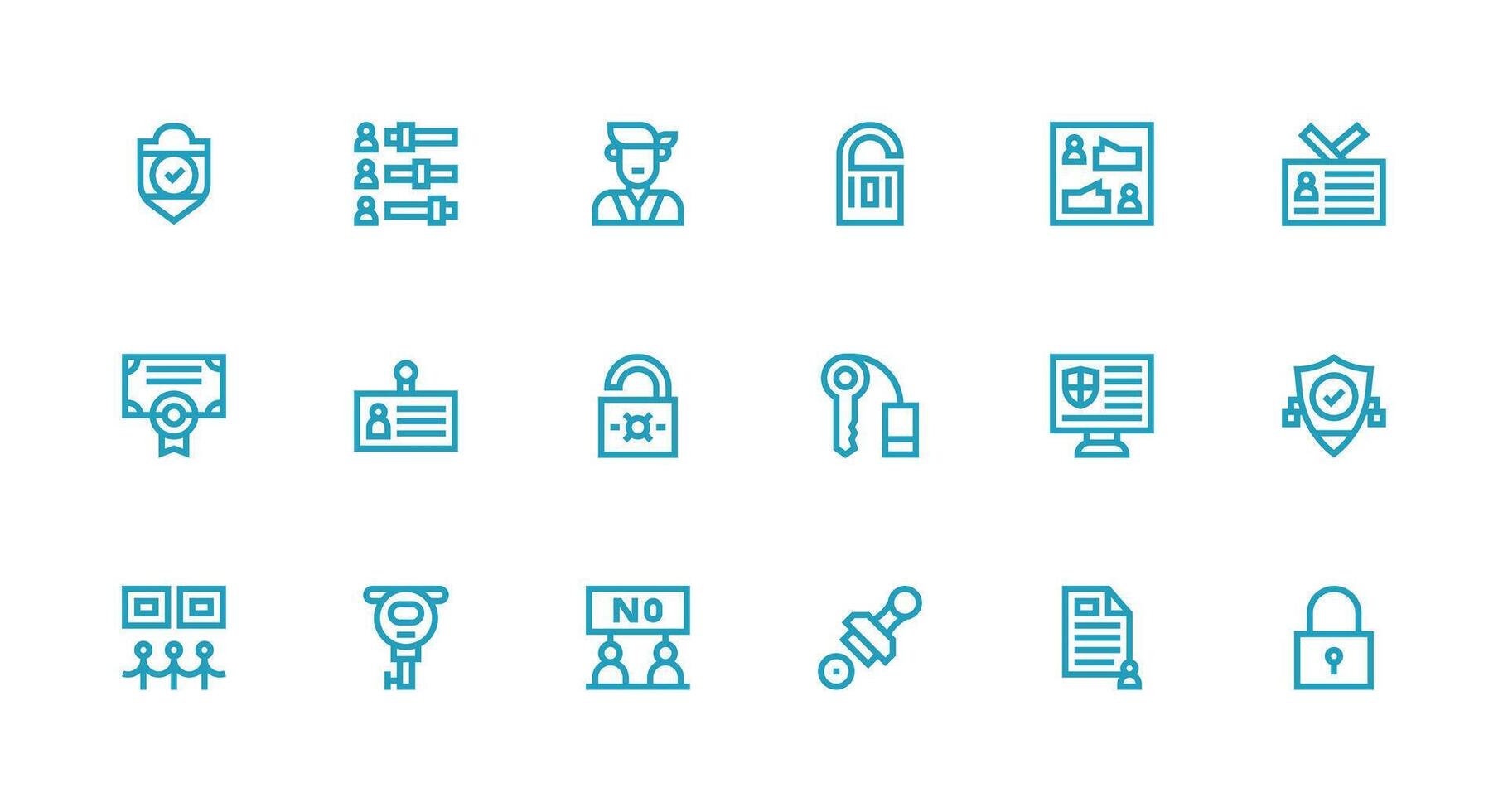 18 Strong Stroke Line Designs for Authorization Icons Neat Icon Set vector