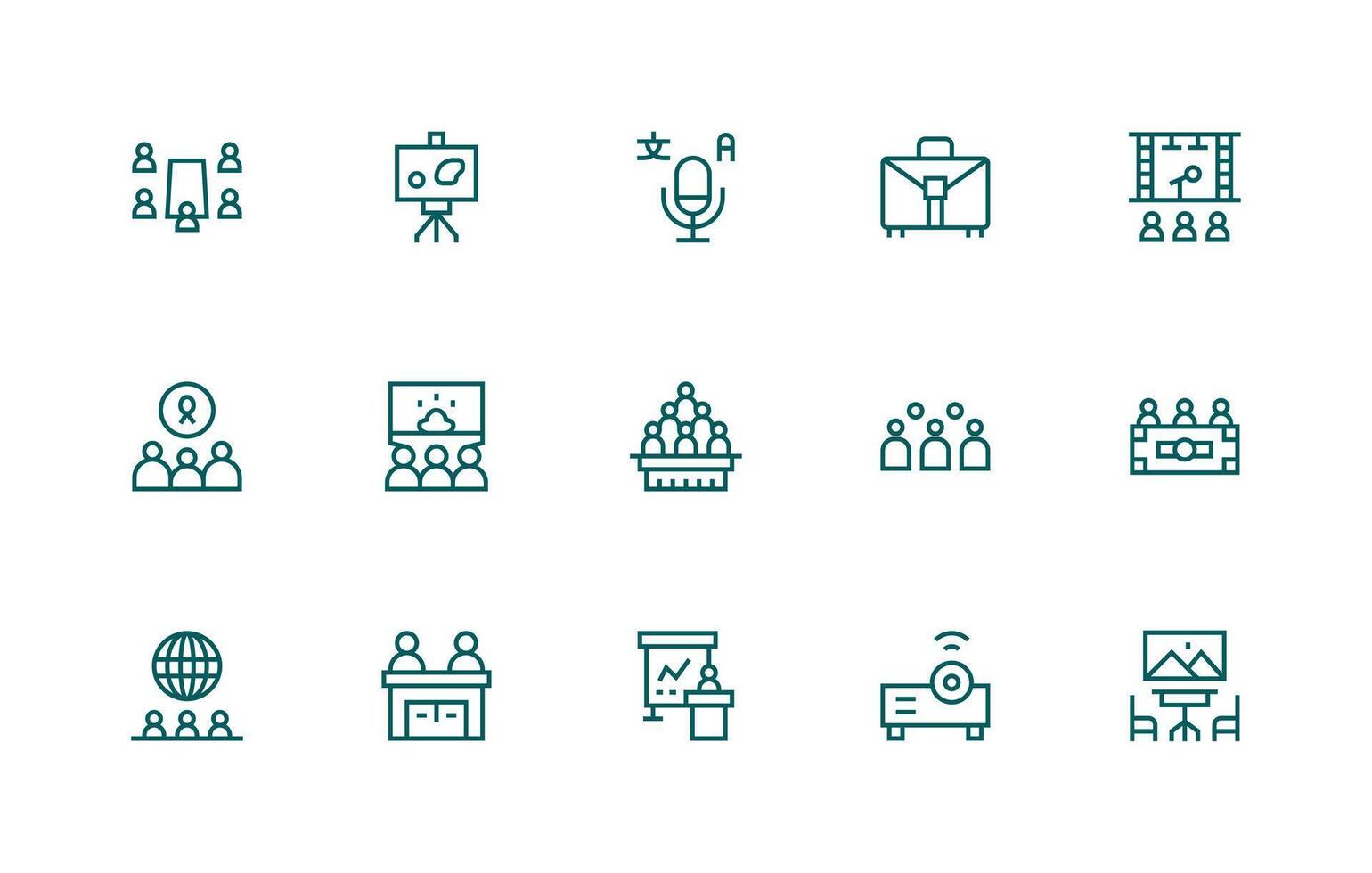 Regular Line Icons from Conference Set with 15 Vectors Clear and Concise Icon Set Collection