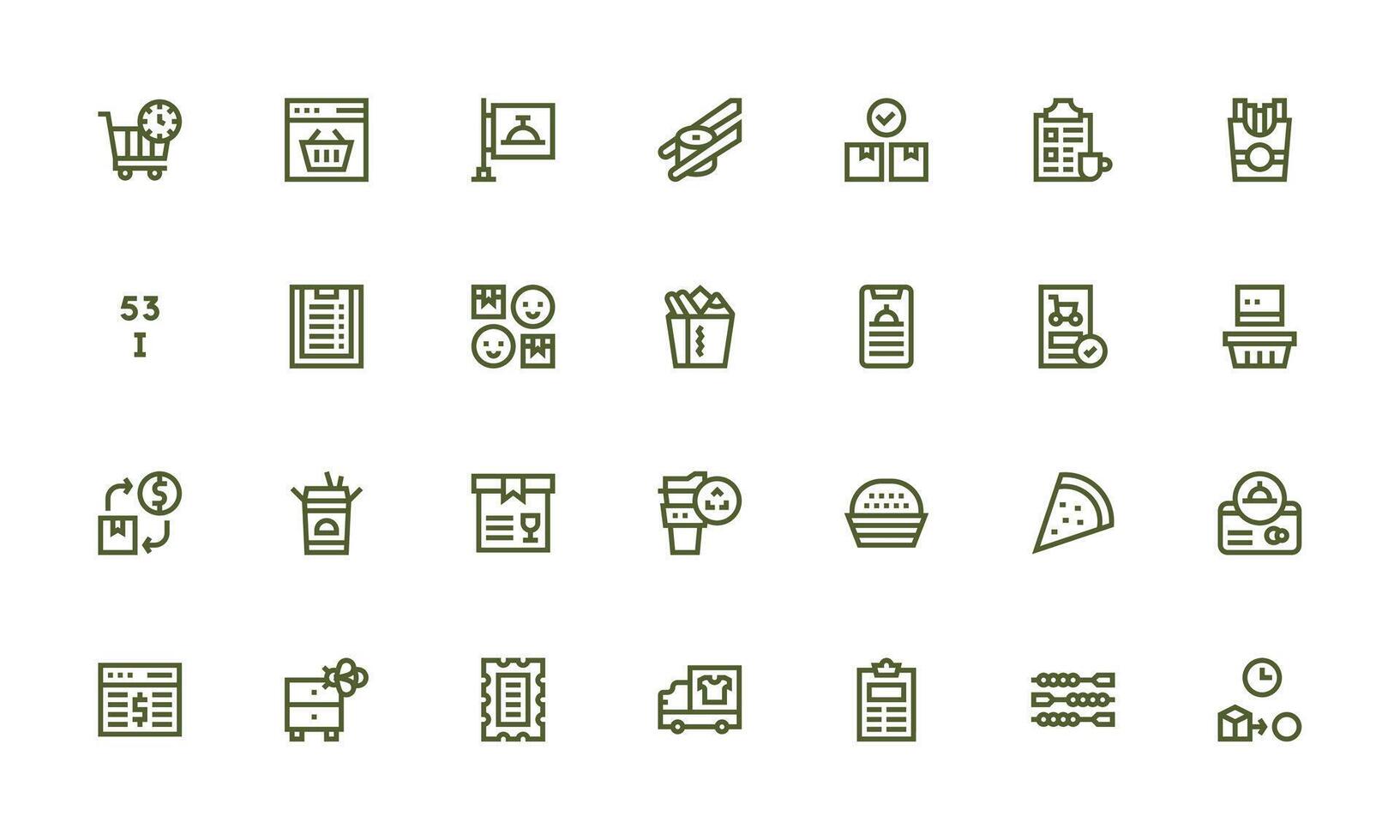 Order Set with 28 Bold Line Icons Minimal Icon Set for Interface Projects vector