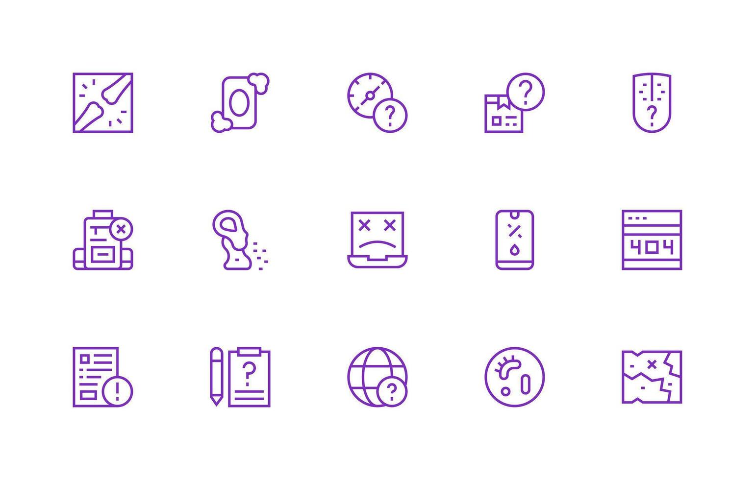 Missing Visual Pack containing 15 Regular Line Icons Outline Icon Pack vector