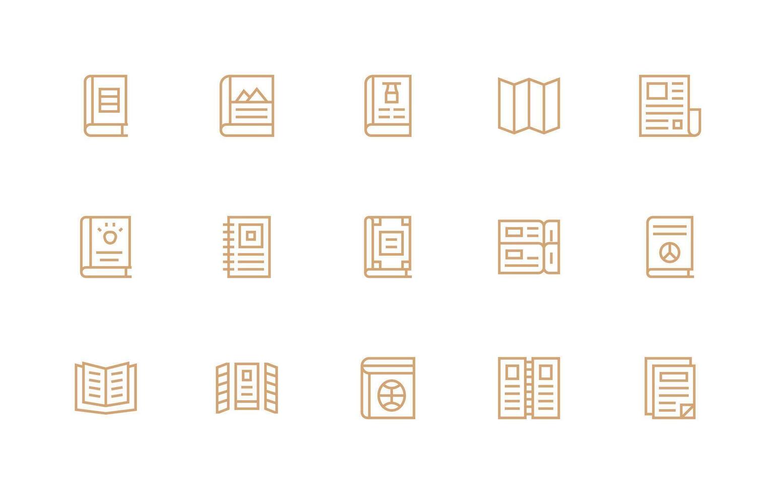 Booklet Visual Pack containing 15 Regular Line Icons Essential Icon Set for Teams vector