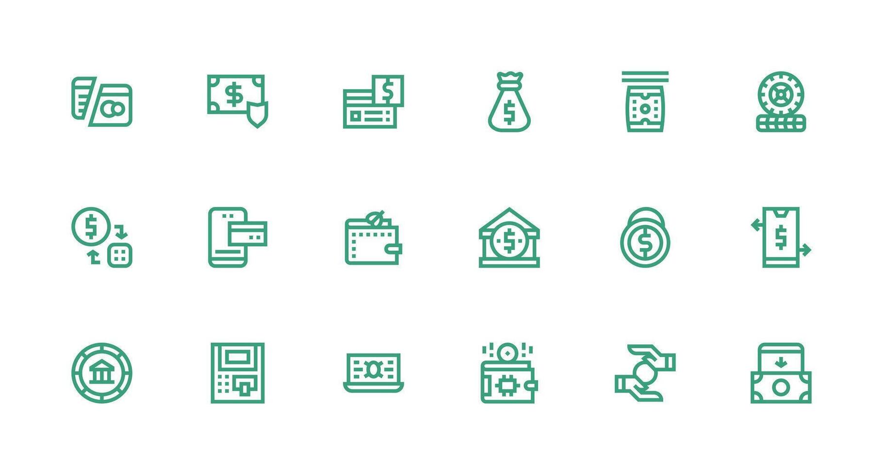 18 Icons for Banking in Strong Stroke Line Format Simple Icons for Interface and Wireframes vector