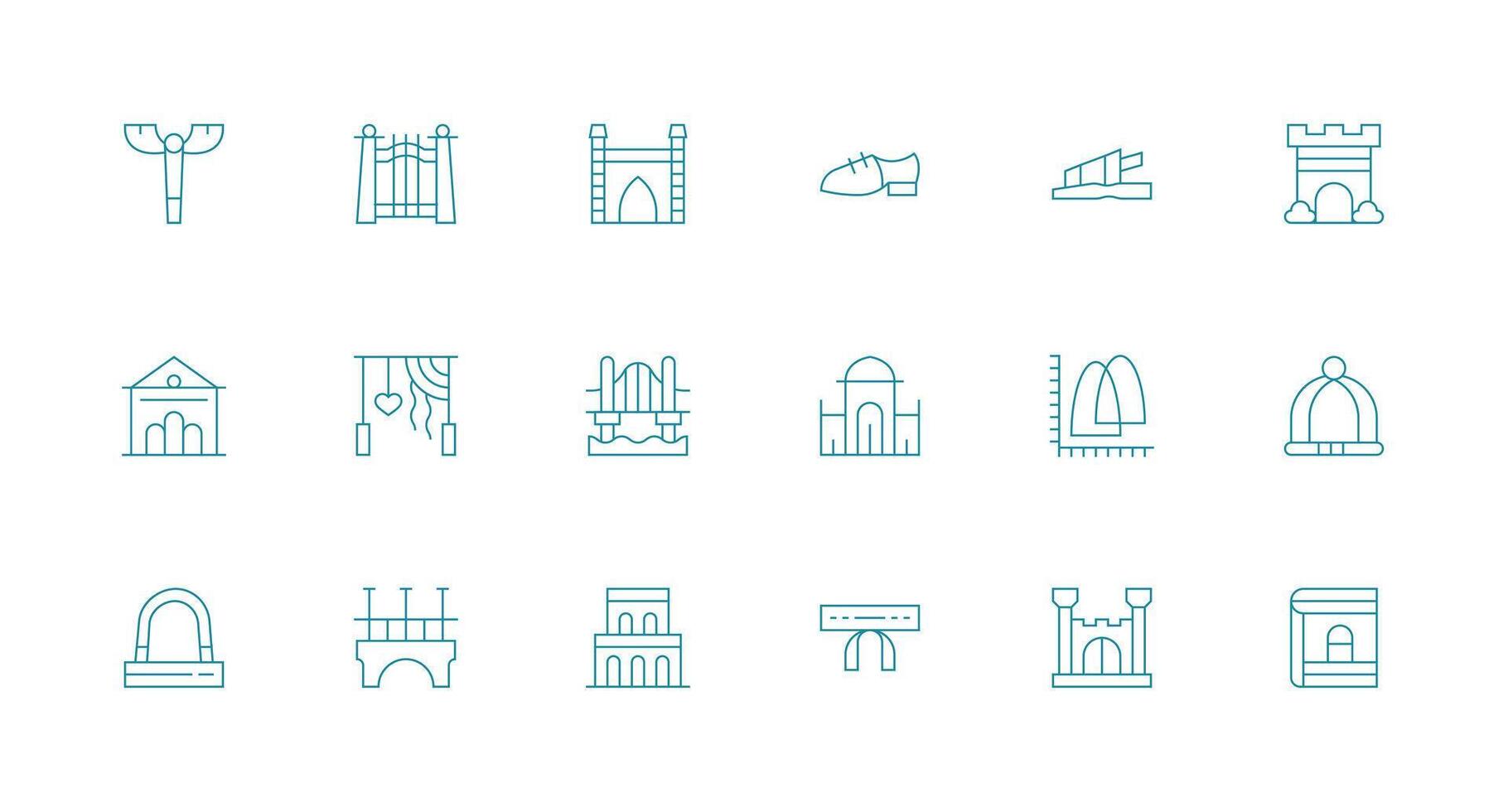 arco icono colección con 18 mínimo línea diseños de múltiples fines icono conjunto vector