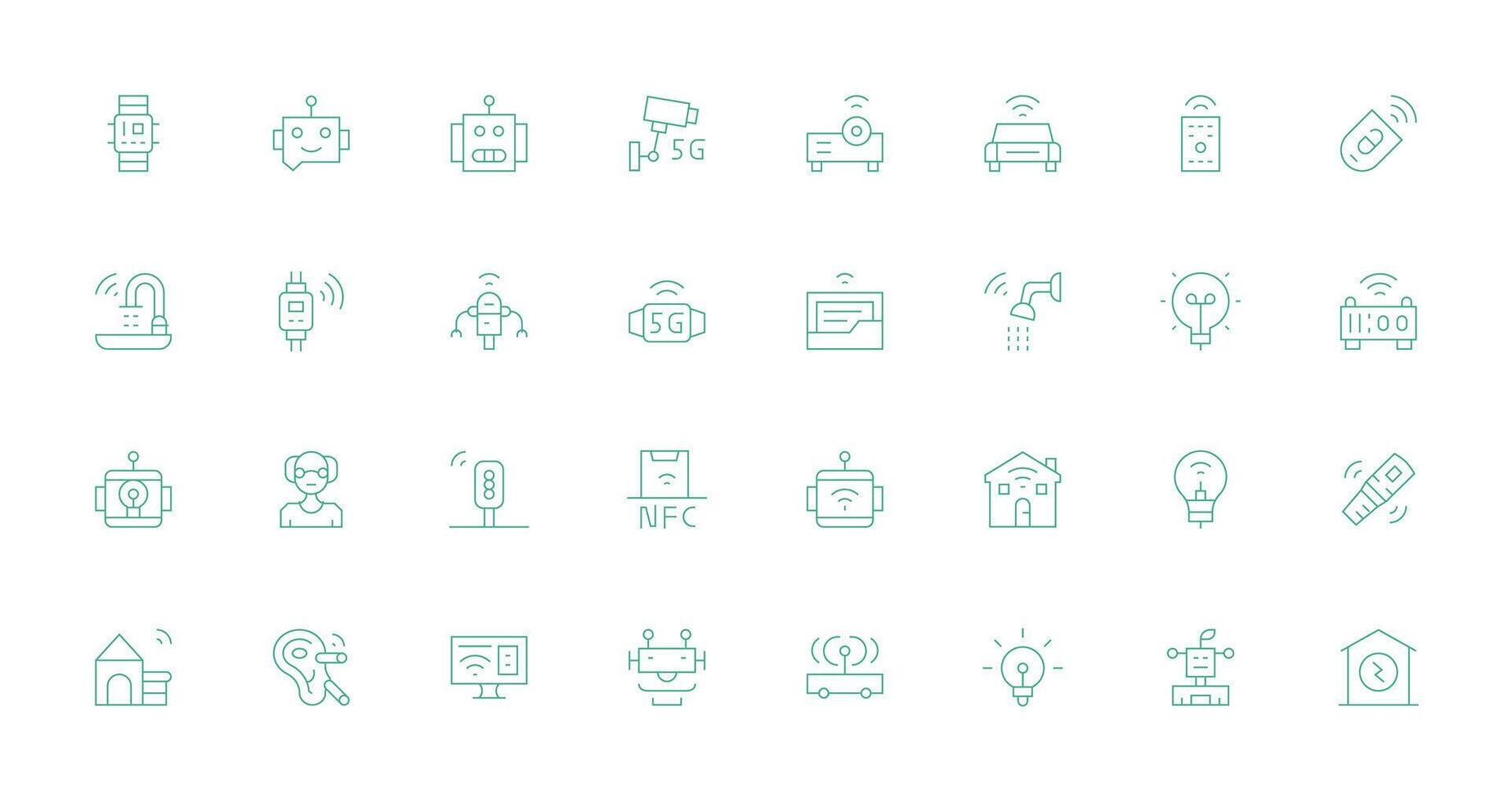 Smart including 32 Thin Line Illustrations Reusable Icon Set vector