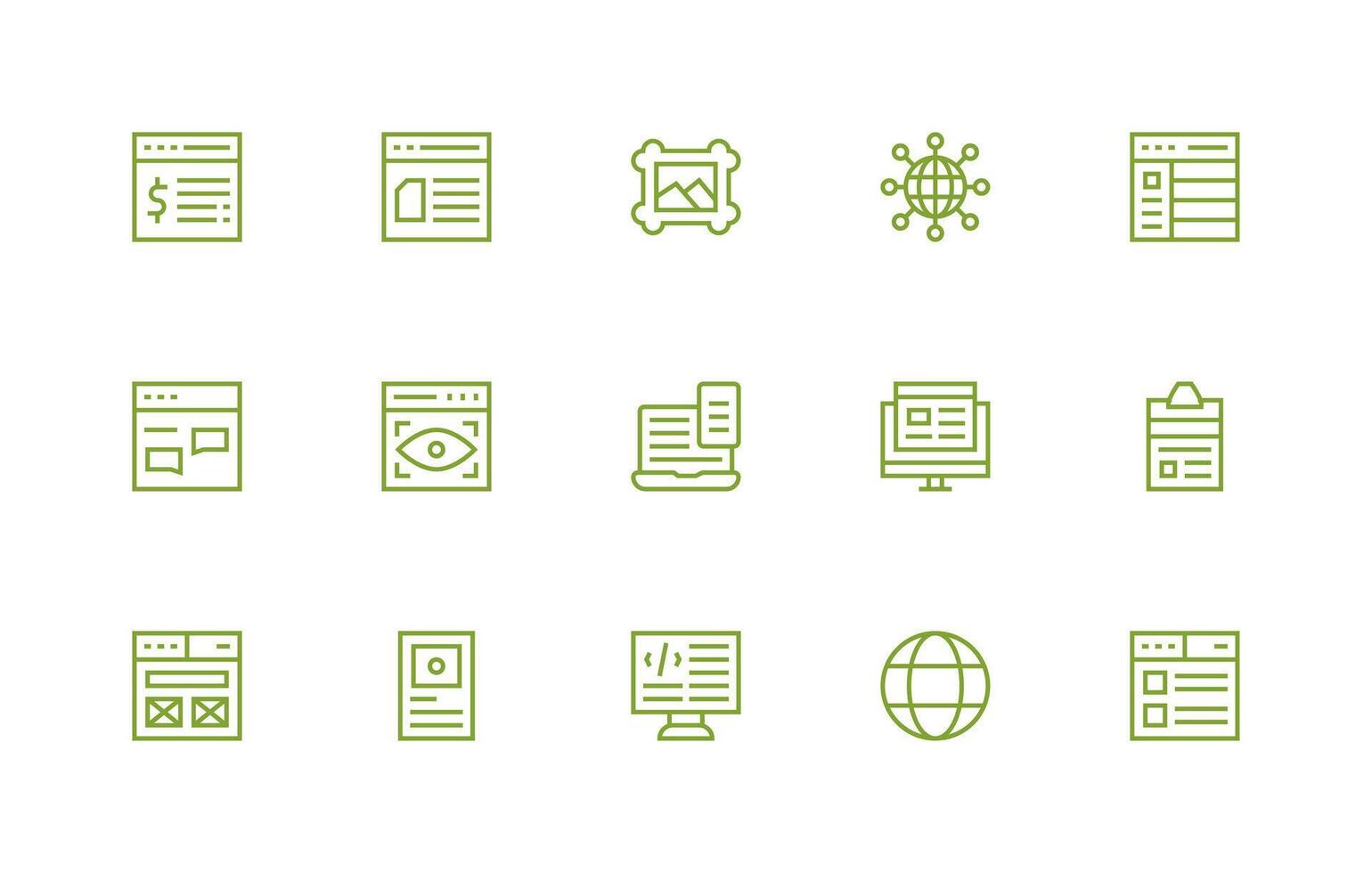 Regular Line Icons from Webpage Set with 15 Vectors Organized Pack for Project Assets