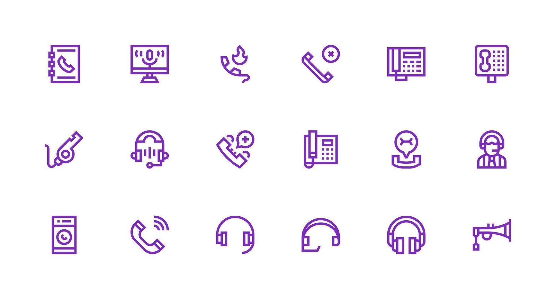 Call Set with 18 Strong Stroke Line Icons Interface Icon Collection vector