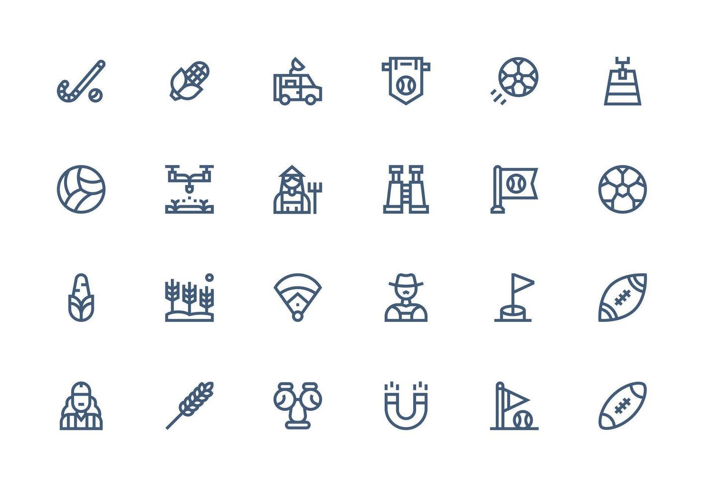 Field Icon Set with 24 Thick Line Line Graphics High-Resolution Icons for Any Platform vector