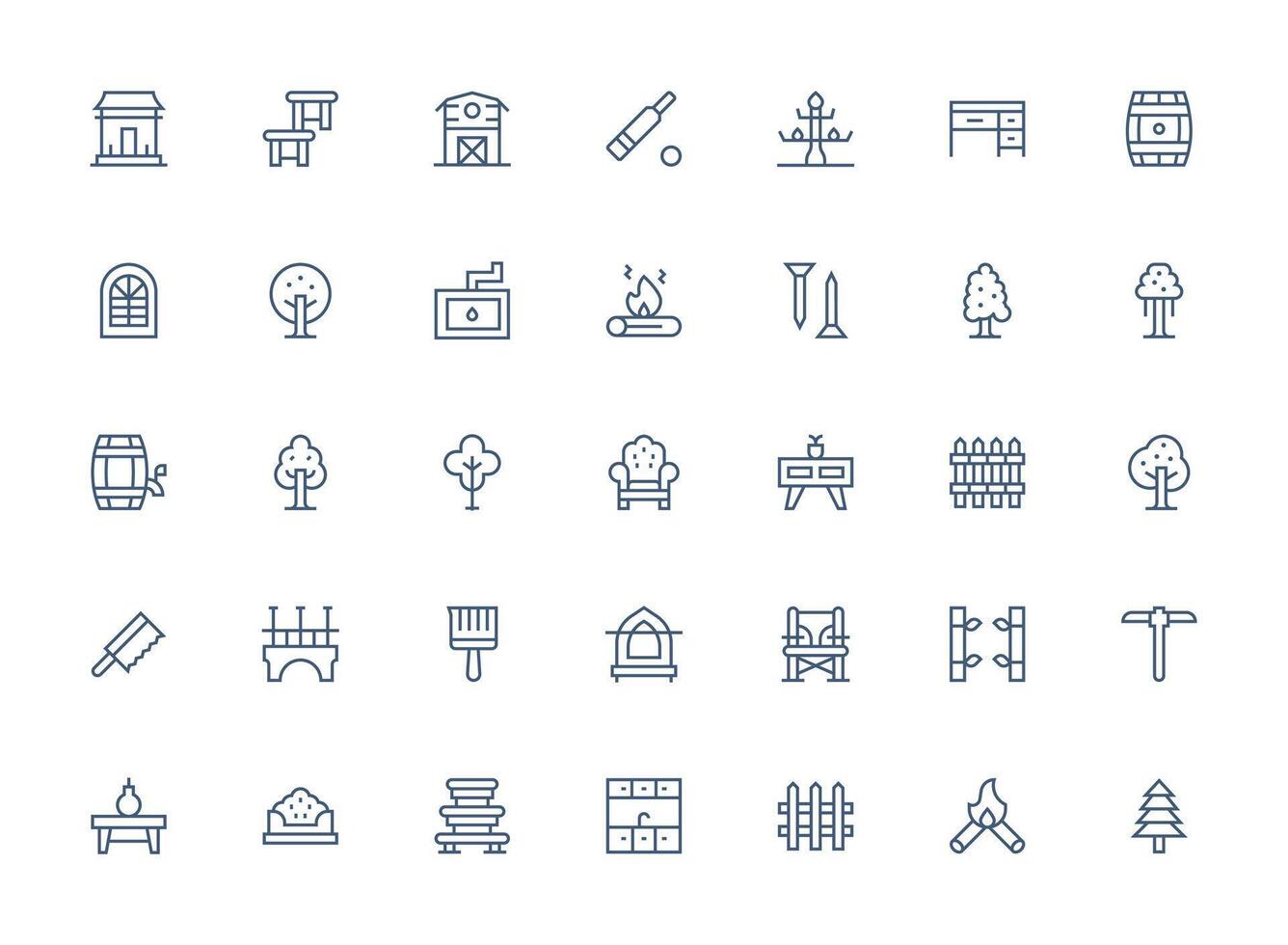 Wood featuring 35 Icons in Regular Clean Line Design Clear and Concise Icon Set Collection vector