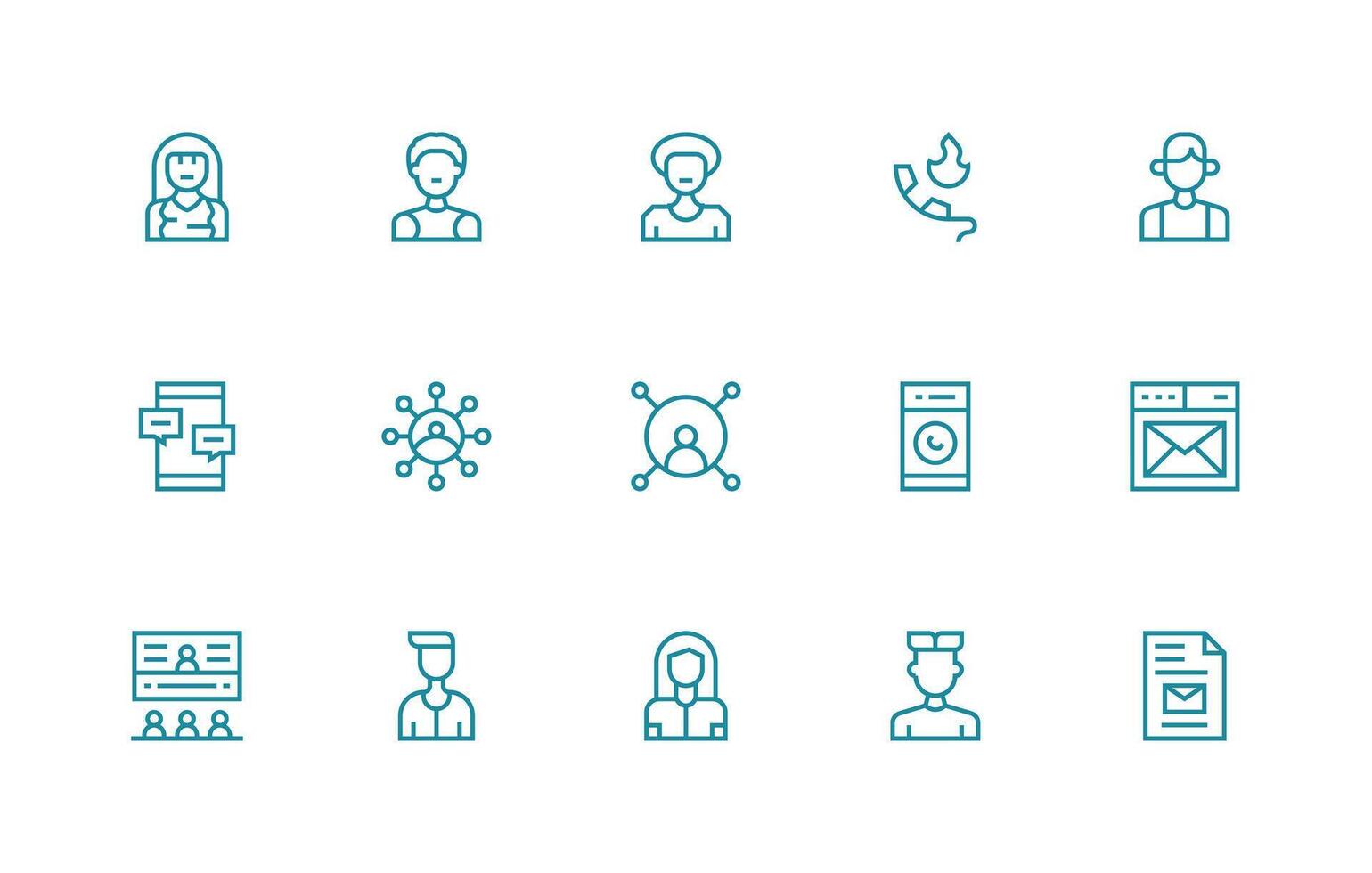 15 Regular Line Designs for Contact Icons Scalable Icons for Cross-Platform Interfaces vector