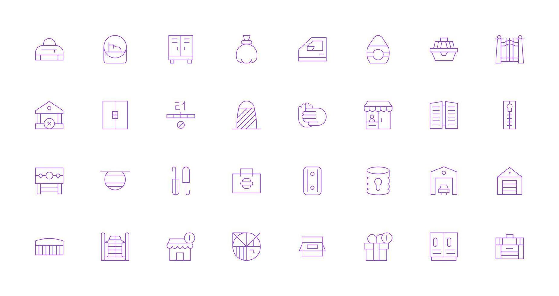 Closed Design Icons featuring 32 in Thin Line Style Responsive Icon Set for Flexible Layouts vector