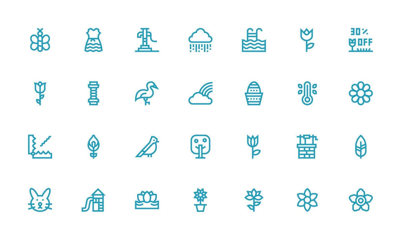 Bold Line Style Spring Icons with 28 Vectors Core Icon Collection for Daily Tasks