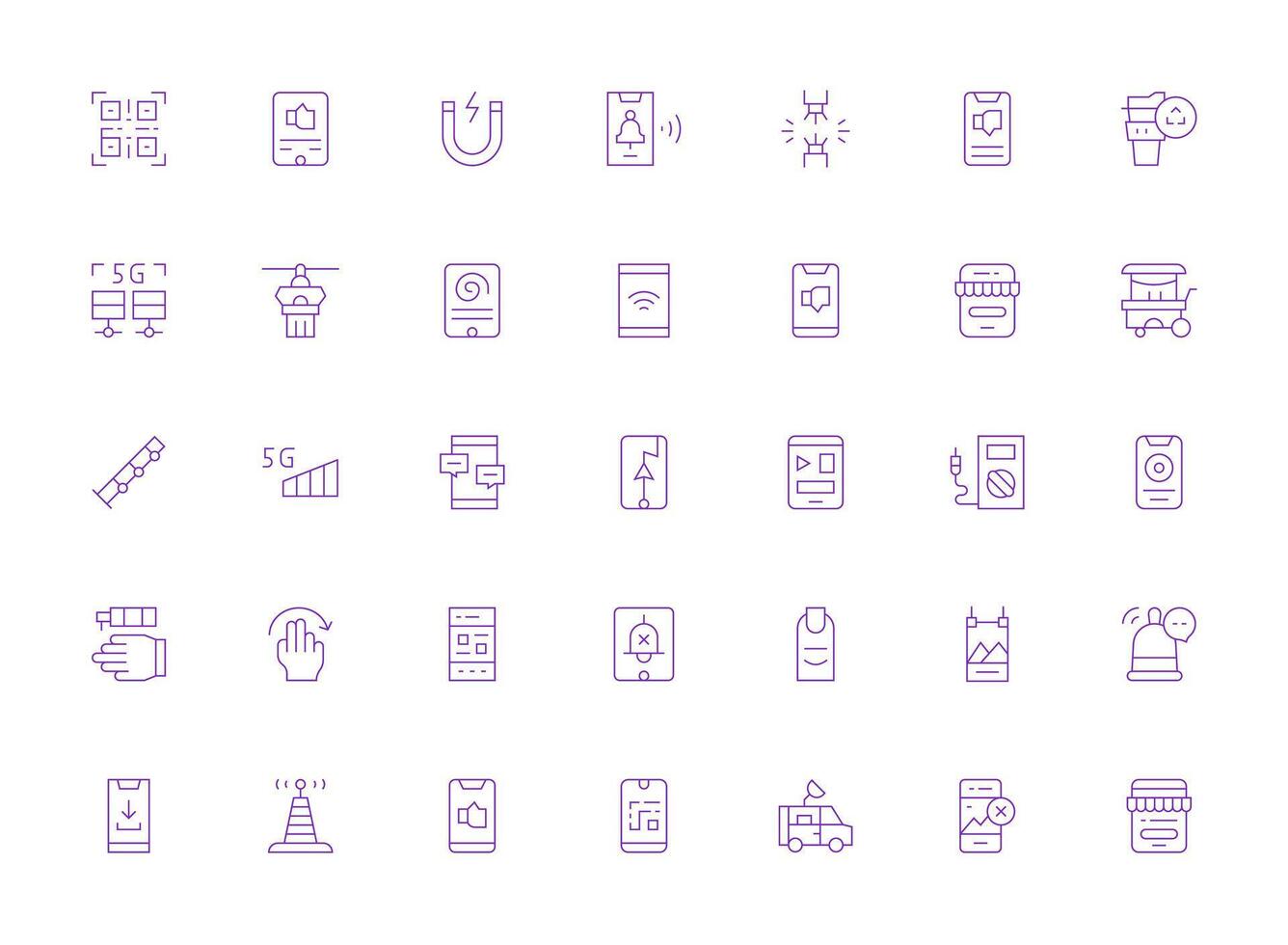 Light Line Icons from Mobile Set with 35 Vectors Clean Icon Collection for Web Use