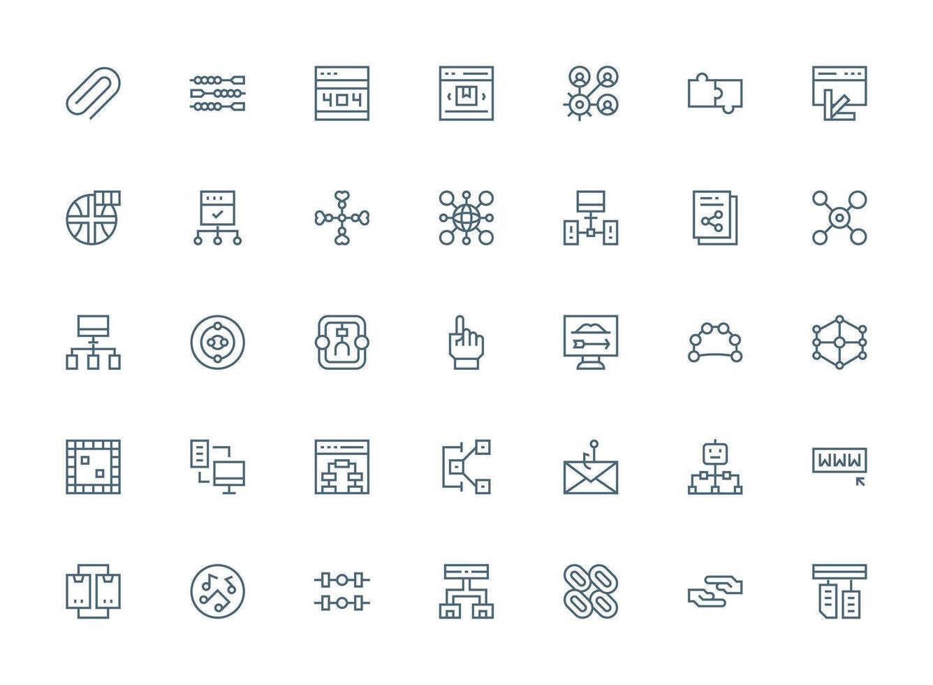 Link Visual Pack containing 35 Regular Clean Line Icons Customizable Icon Series for Mobile Screens vector
