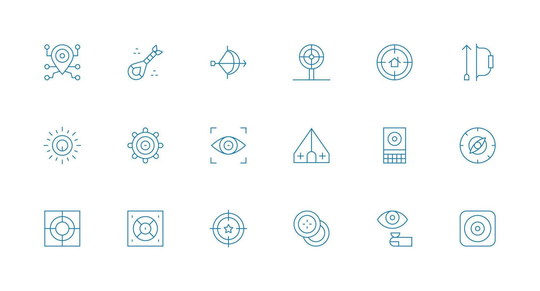 Target Icon Set with 18 Minimal Line Graphics Scalable Icons for All Themes vector
