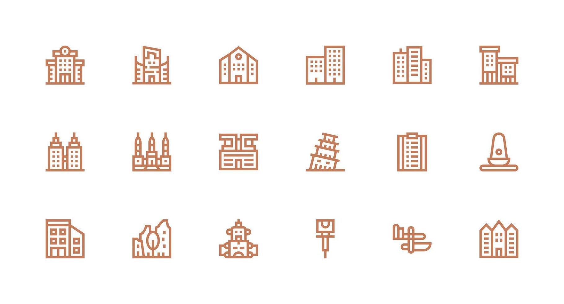 18 Icons for Cityscape in Strong Stroke Line Format Scalable Icon Pack vector
