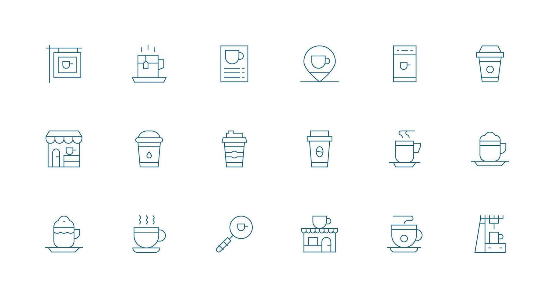 Americano featuring 18 Icons in Minimal Line Design Interface Icons for Daily Use vector