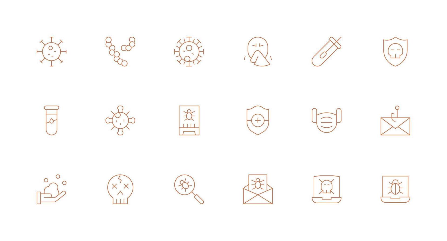 18 Minimal Line Designs for Virus Icons Clear and Concise Icon Set Collection vector