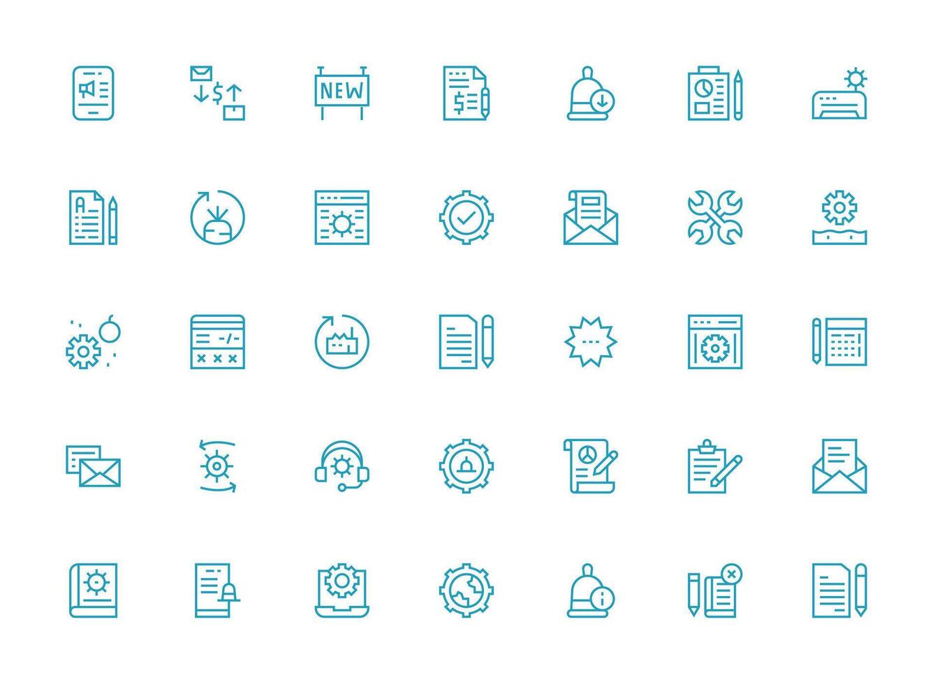 Regular Clean Line Style Update Icons with 35 Vectors Neatly Designed Icons for Web Platforms