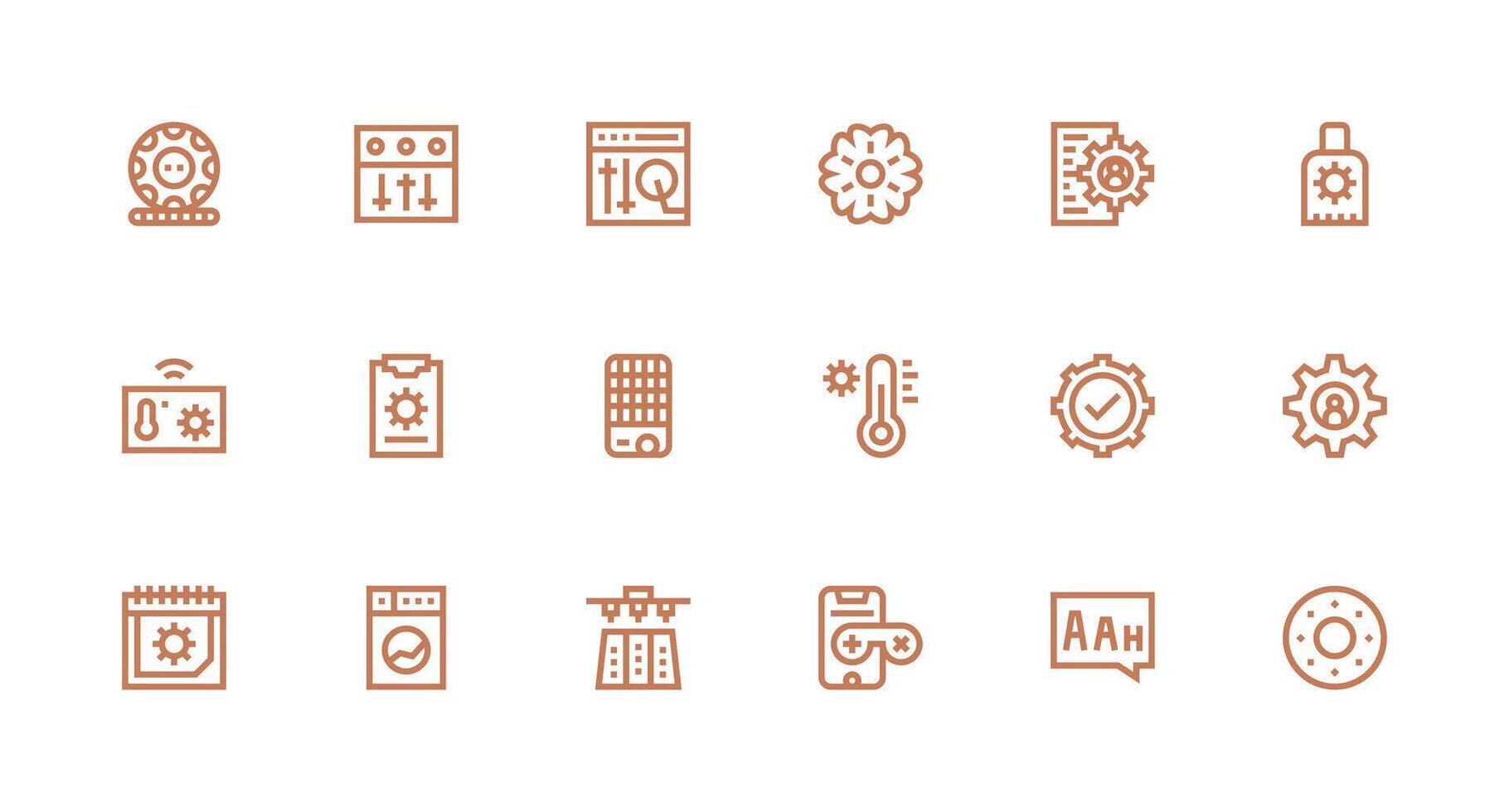Settings featuring 18 Icons in Strong Stroke Line Design Multi-Purpose Icon Pack for Templates vector