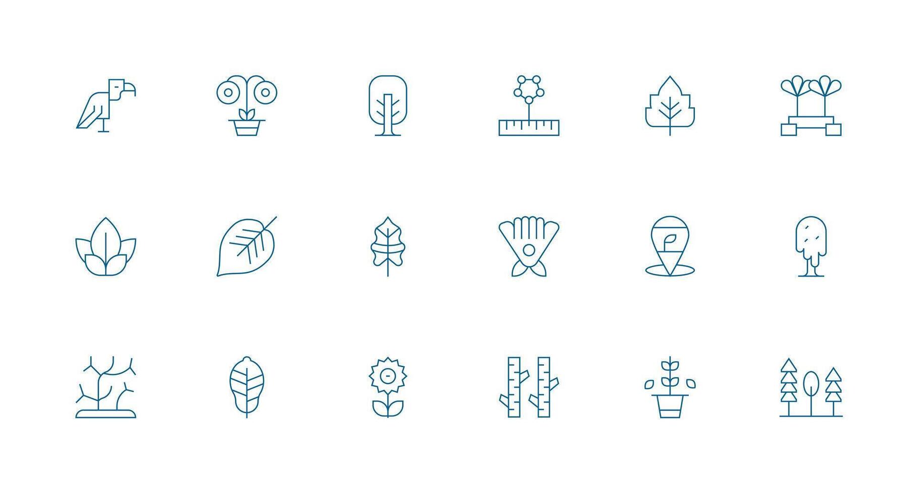 18 Minimal Line Icons for Ecosystem Graphics Compact Icon Set vector