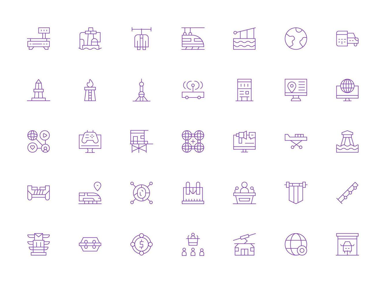 35 Light Line Icons for Platform Graphics Multi-Style Icon Collection vector