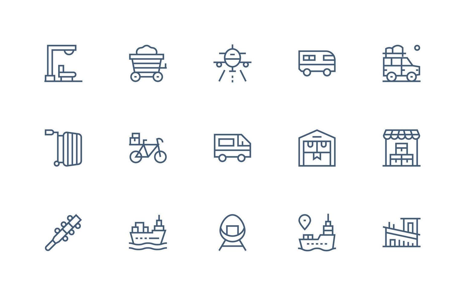 Regular Line Style Freight Icons with 15 Vectors Multi-Style Icons for Creative Projects