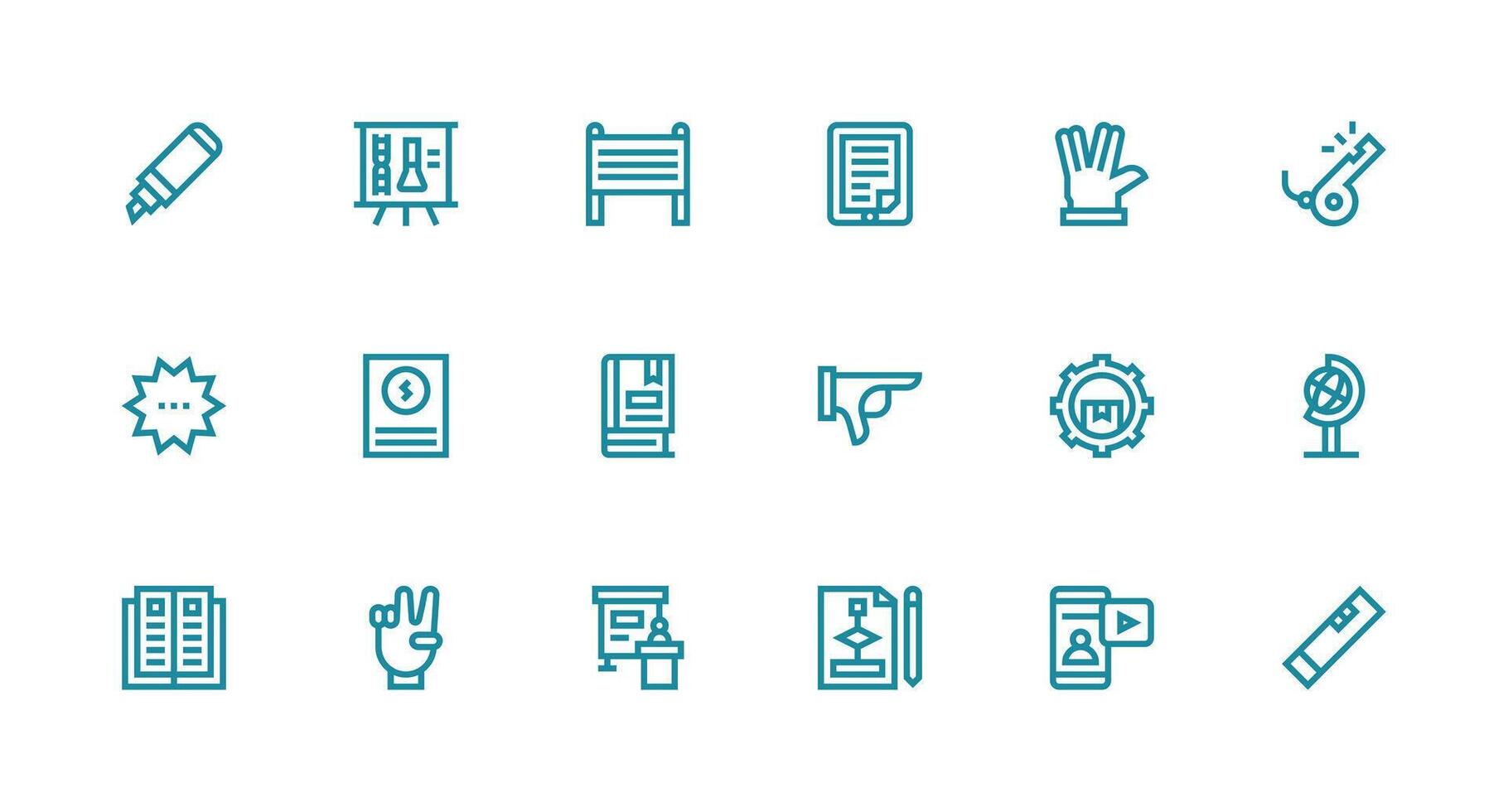 Instructional featuring 18 Icons in Strong Stroke Line Design Essential Icons for Rapid UI Building vector