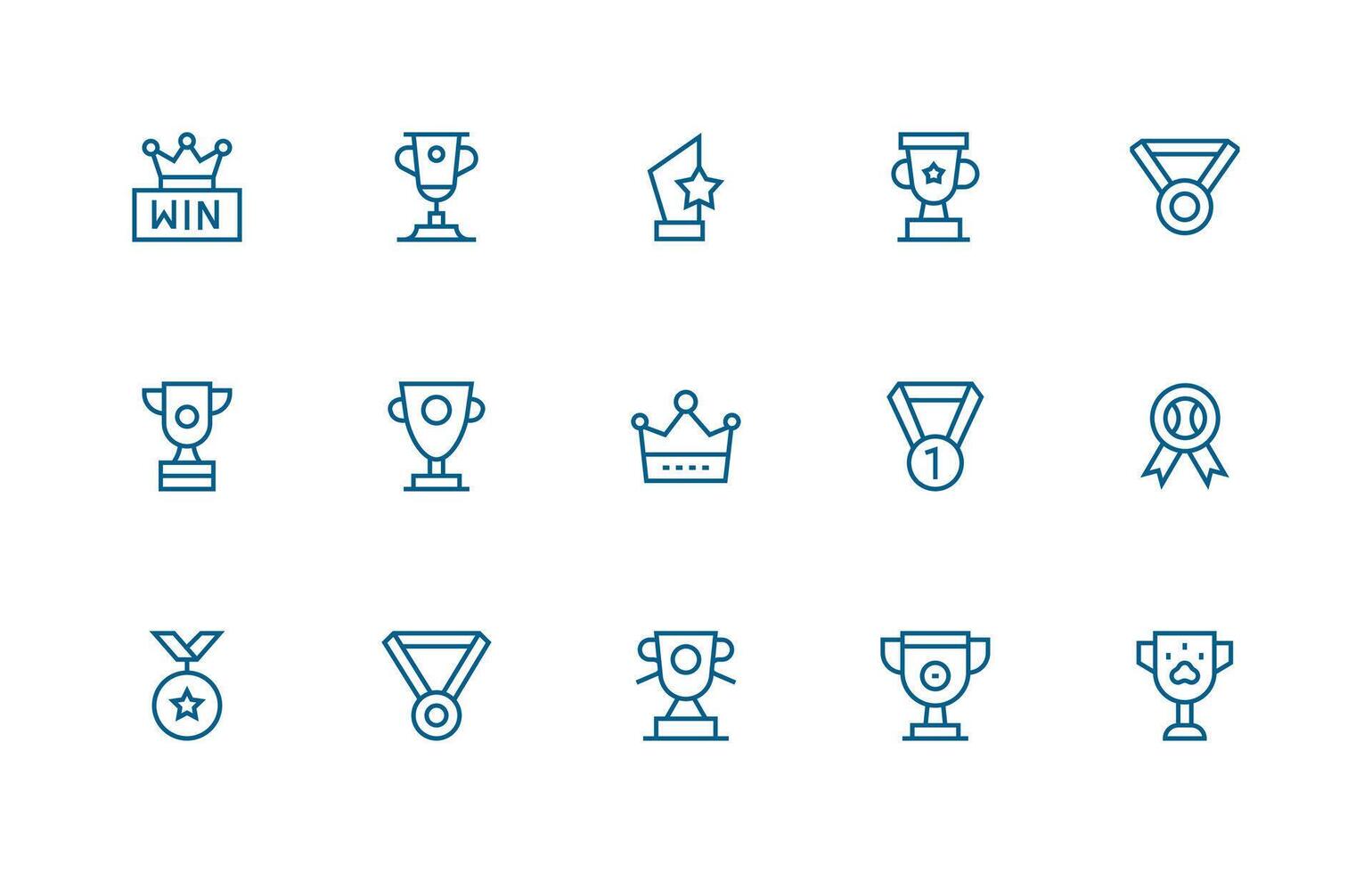 Regular Line Icons from First Place Set with 15 Vectors Lightweight Icon Series for Fast Prototypes