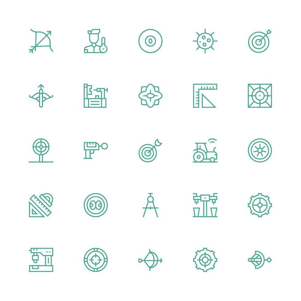 Precision featuring 25 Icons in Medium Stroke Outline Design Fully Editable Icon Set for Web vector