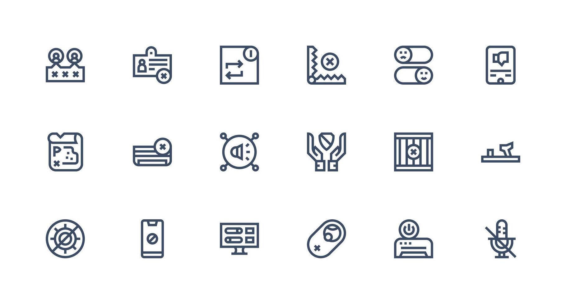 Disable Icon Collection with 18 Strong Stroke Line Designs Flat Icon Set vector