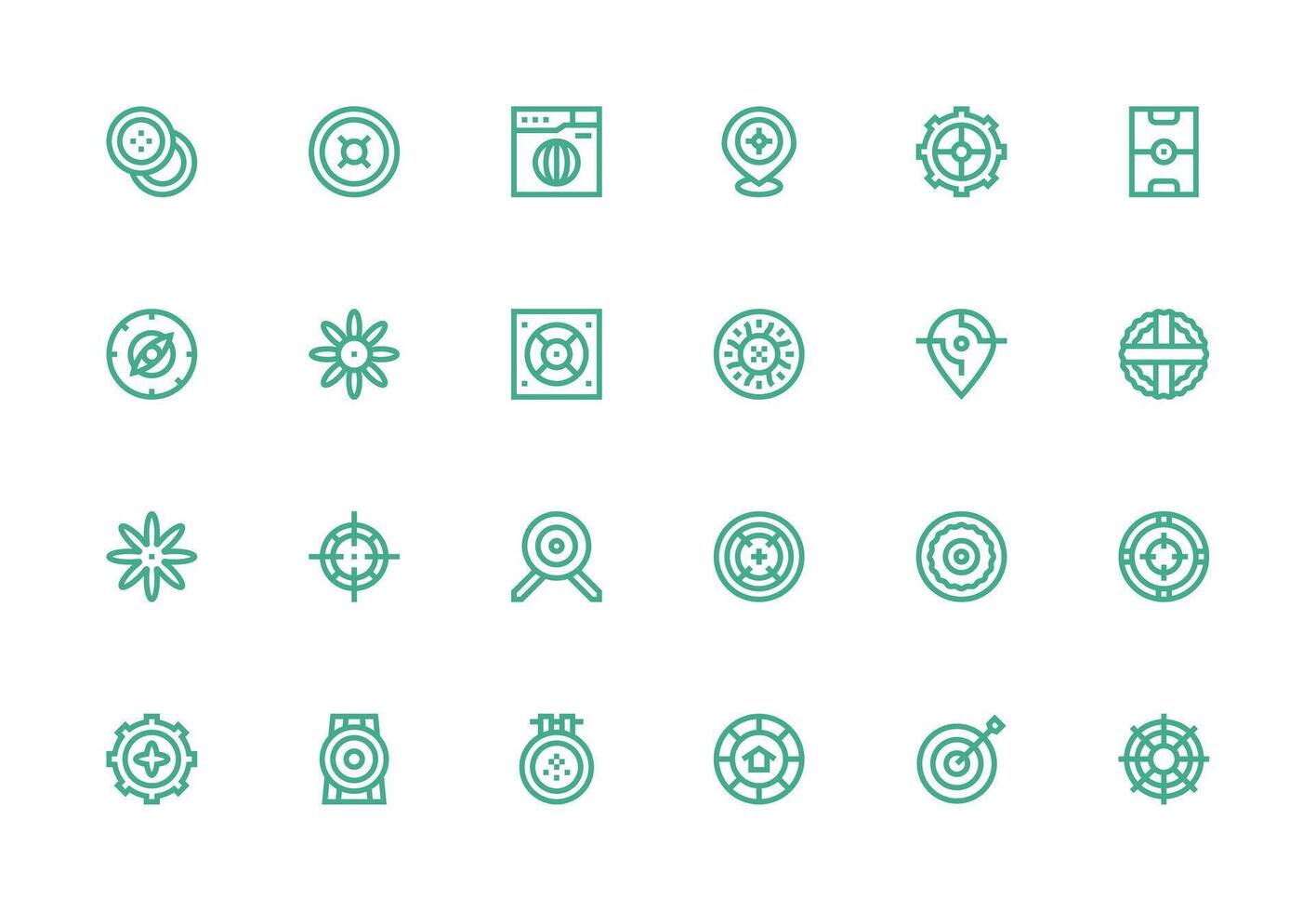 24 Thick Line Line Designs for Center Icons Scalable Icons for Cross-Platform Interfaces vector