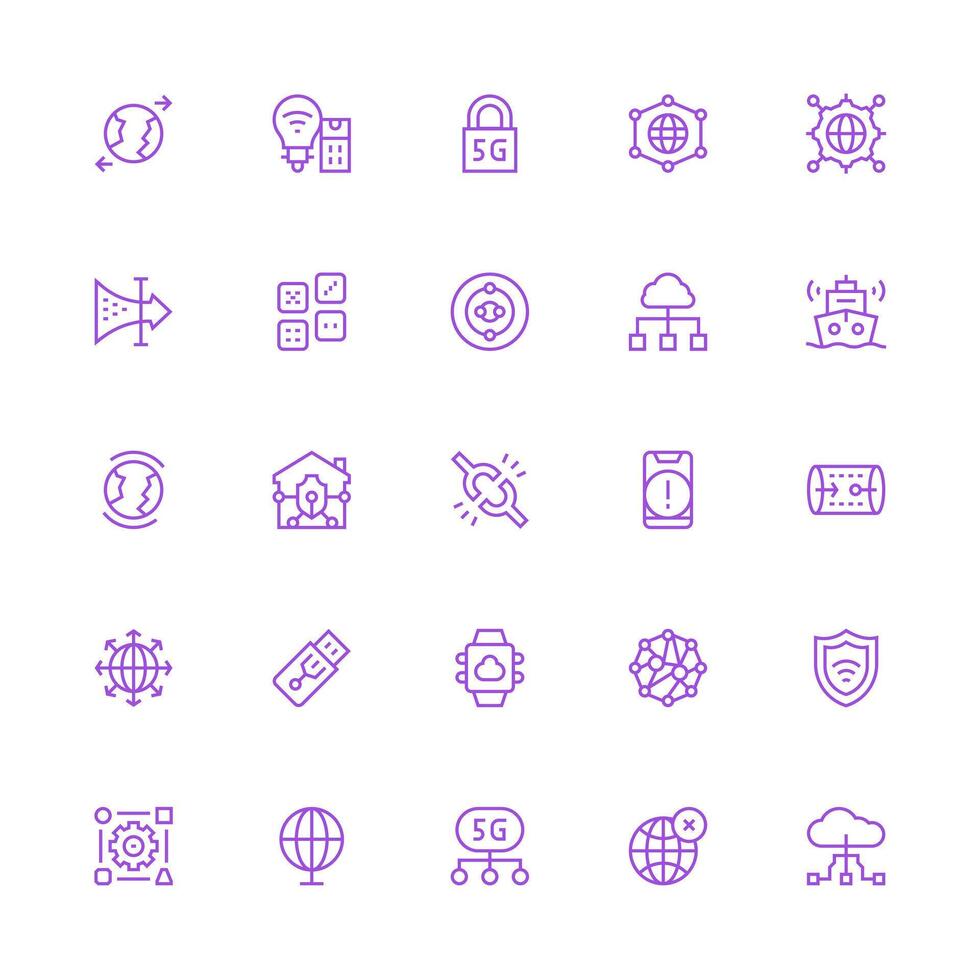 Connectivity Icon Set with 25 Medium Stroke Outline Graphics Scalable Icon Pack vector