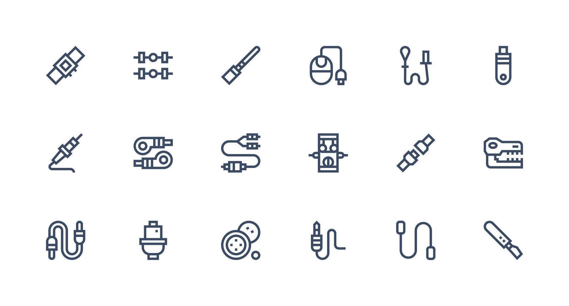 Connector Icon Collection with 18 Strong Stroke Line Designs Quick Access Icons for UI Development vector