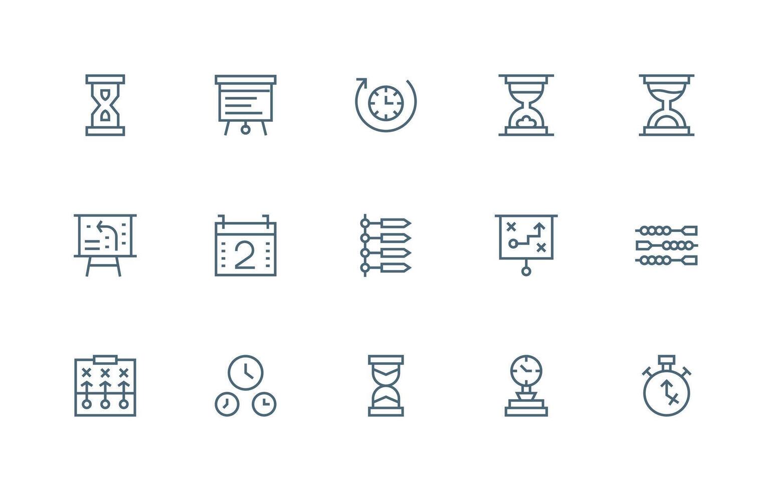 Timeline Set with 15 Regular Line Icons Clean Icon Set Icon Pack for UI Projects vector