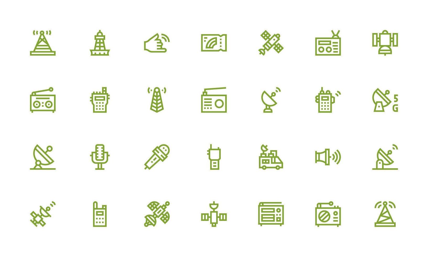 Radio Set with 28 Bold Line Icons Multi-Style Icons for Creative Projects vector