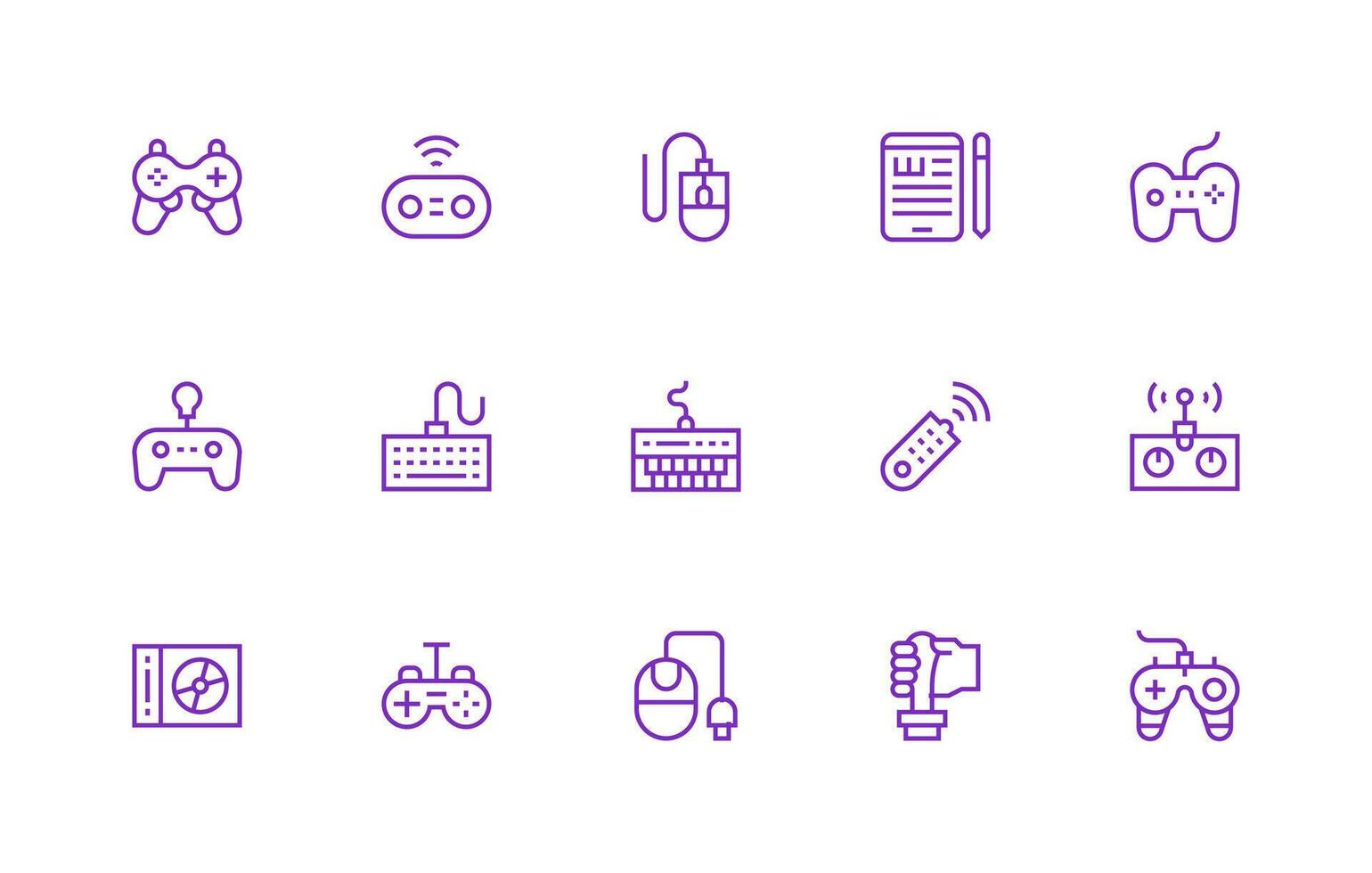 15 Regular Line Designs for Input Device Icons Simplified Icon Pack for Visual Tools vector