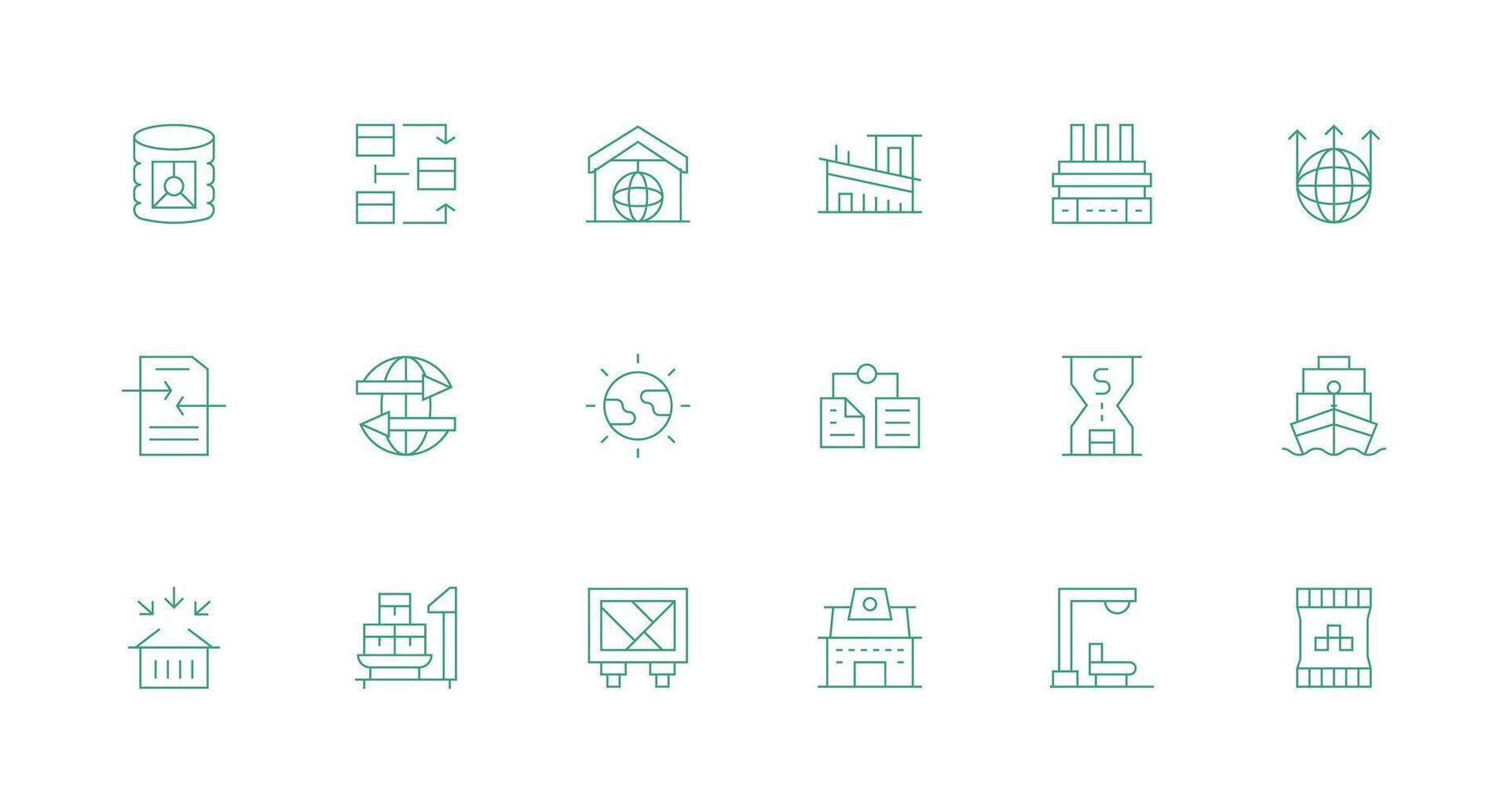Import including 18 Minimal Line Illustrations Sharp Icons for Presentations vector