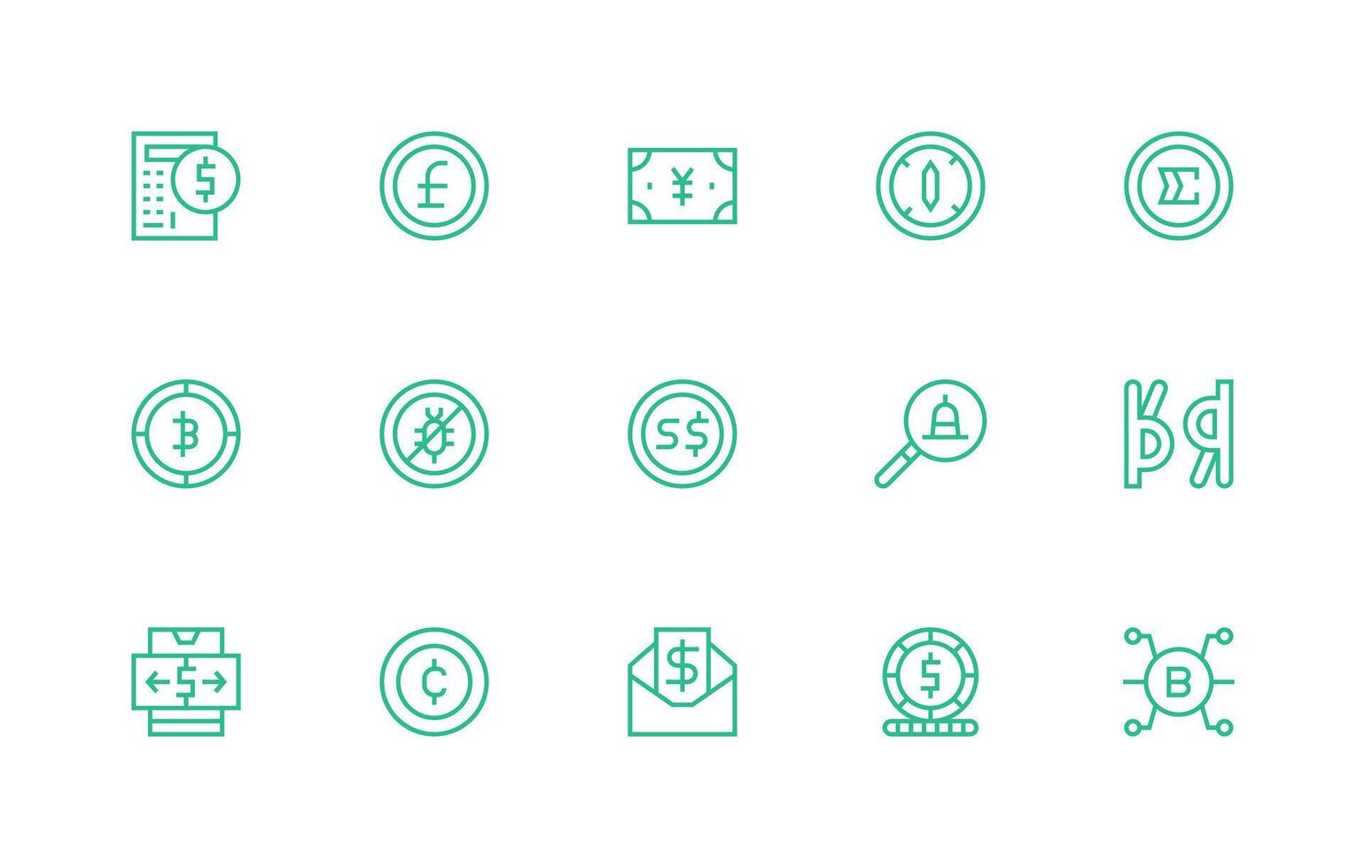 Digital Currency including 15 Regular Line Illustrations Reliable Icons for All Interfaces vector