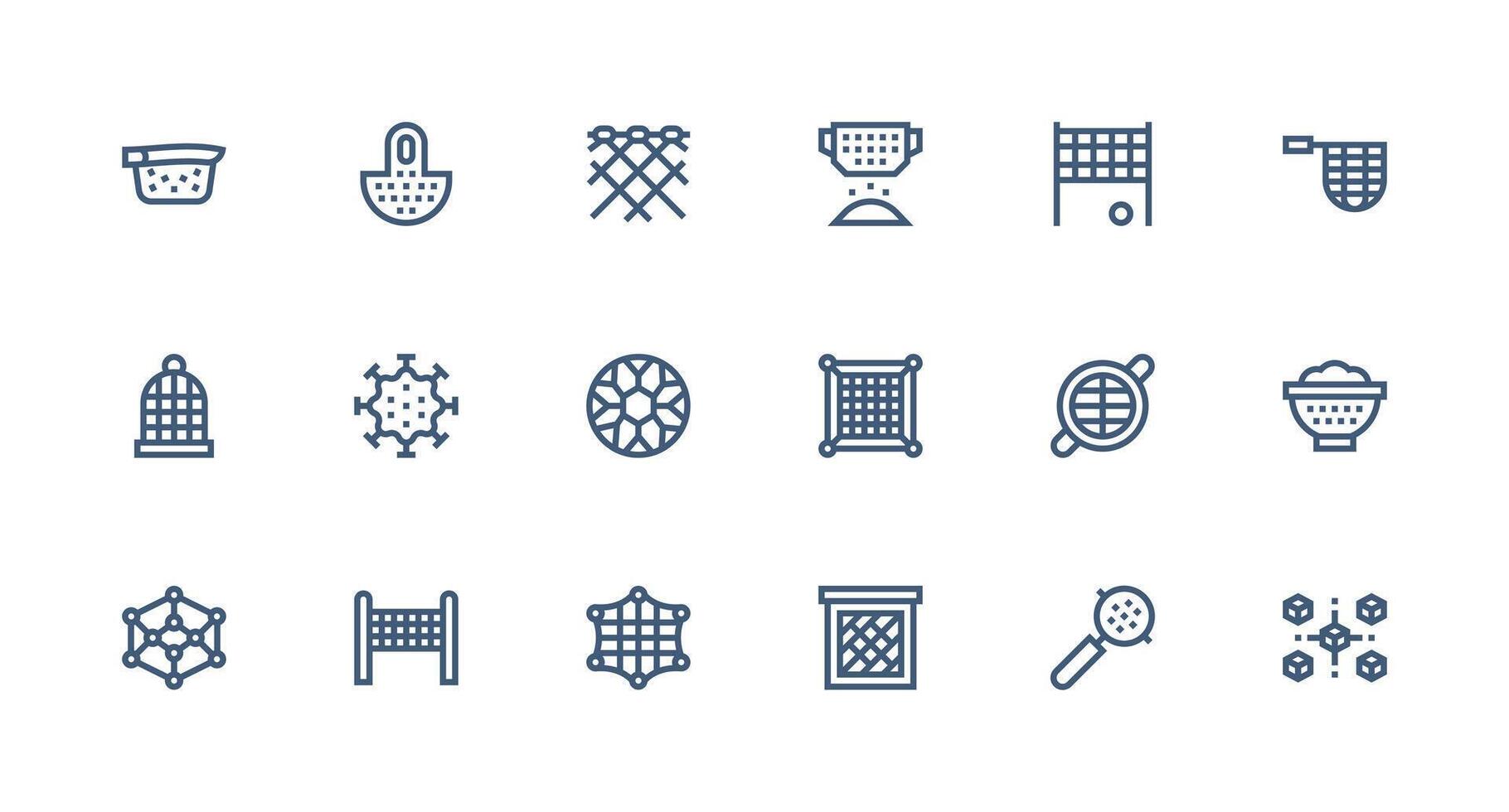 18 Mesh Icons in Strong Stroke Line Aesthetic User Interface Icons for Digital Products vector