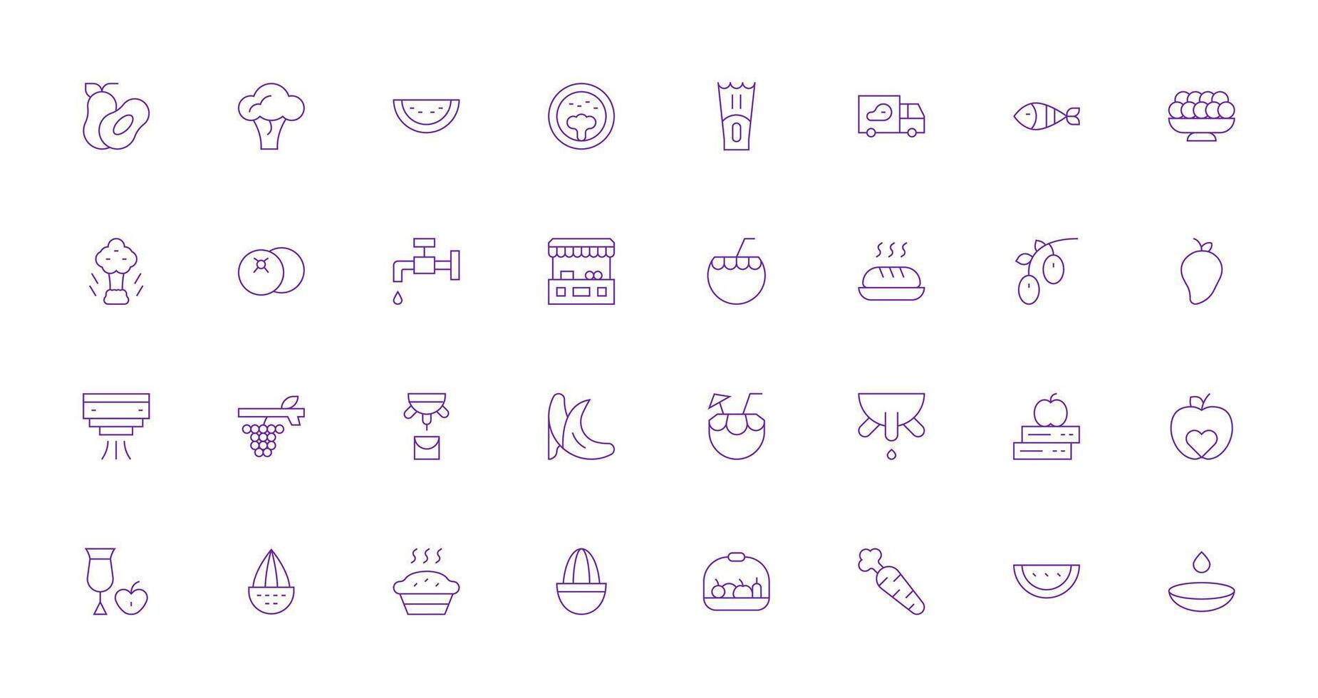 32 Icons for Fresh in Thin Line Format Design Ready Icon Set for Teams vector